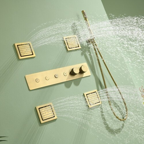 SC726A 23 - brushed gold built-in shower system 1000&1000 - bodey jets