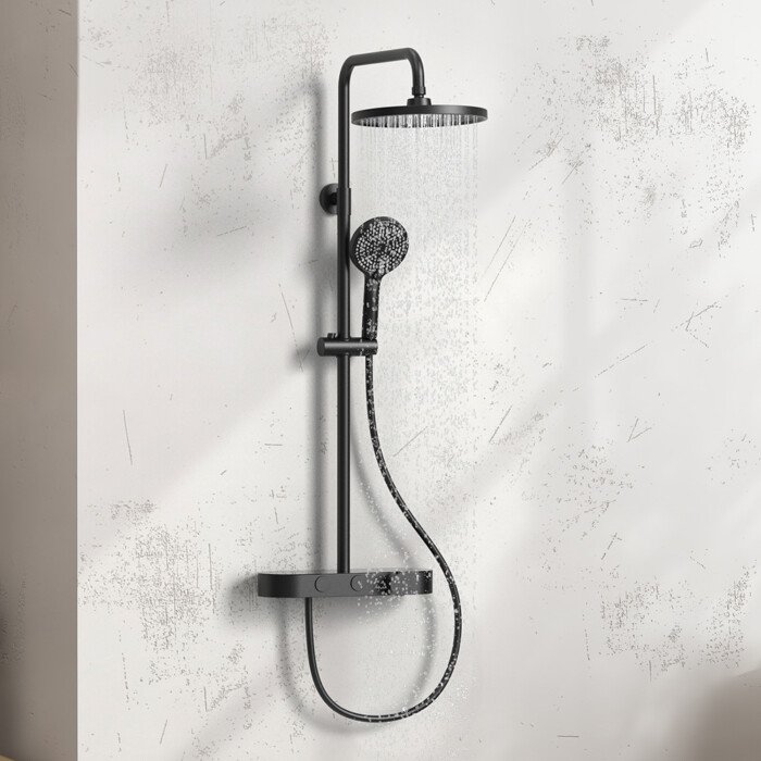 Round type thermostatic shower column with hand shower