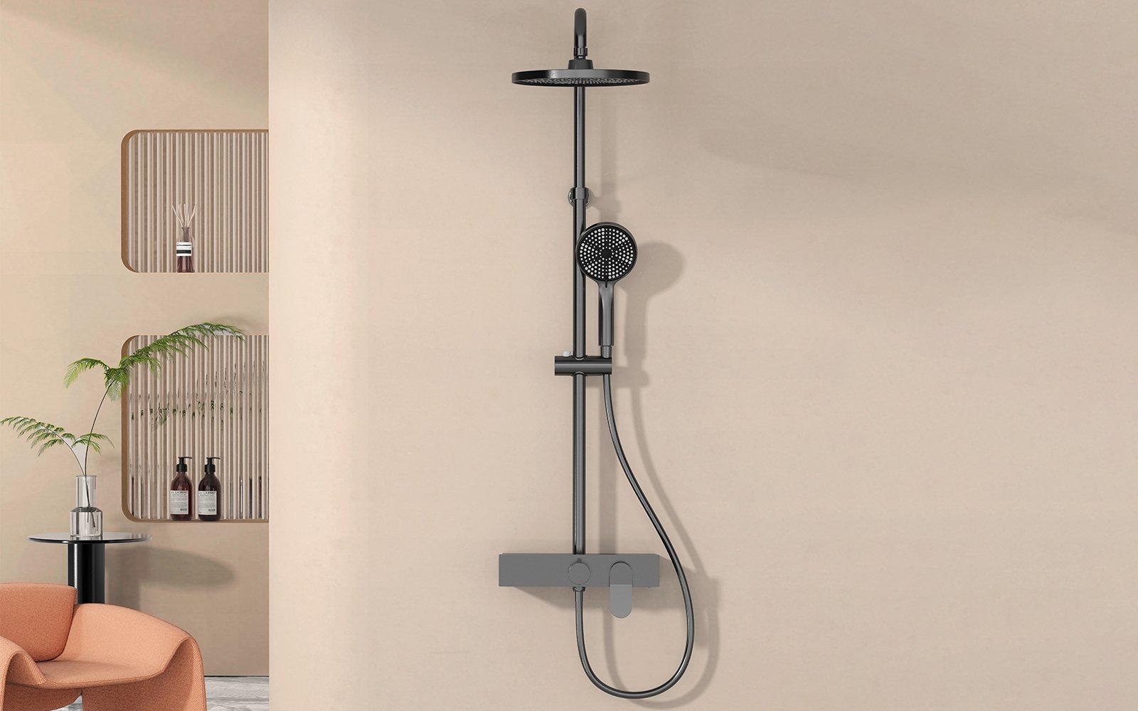 exposed 2 way shower system with handle&knob-1000