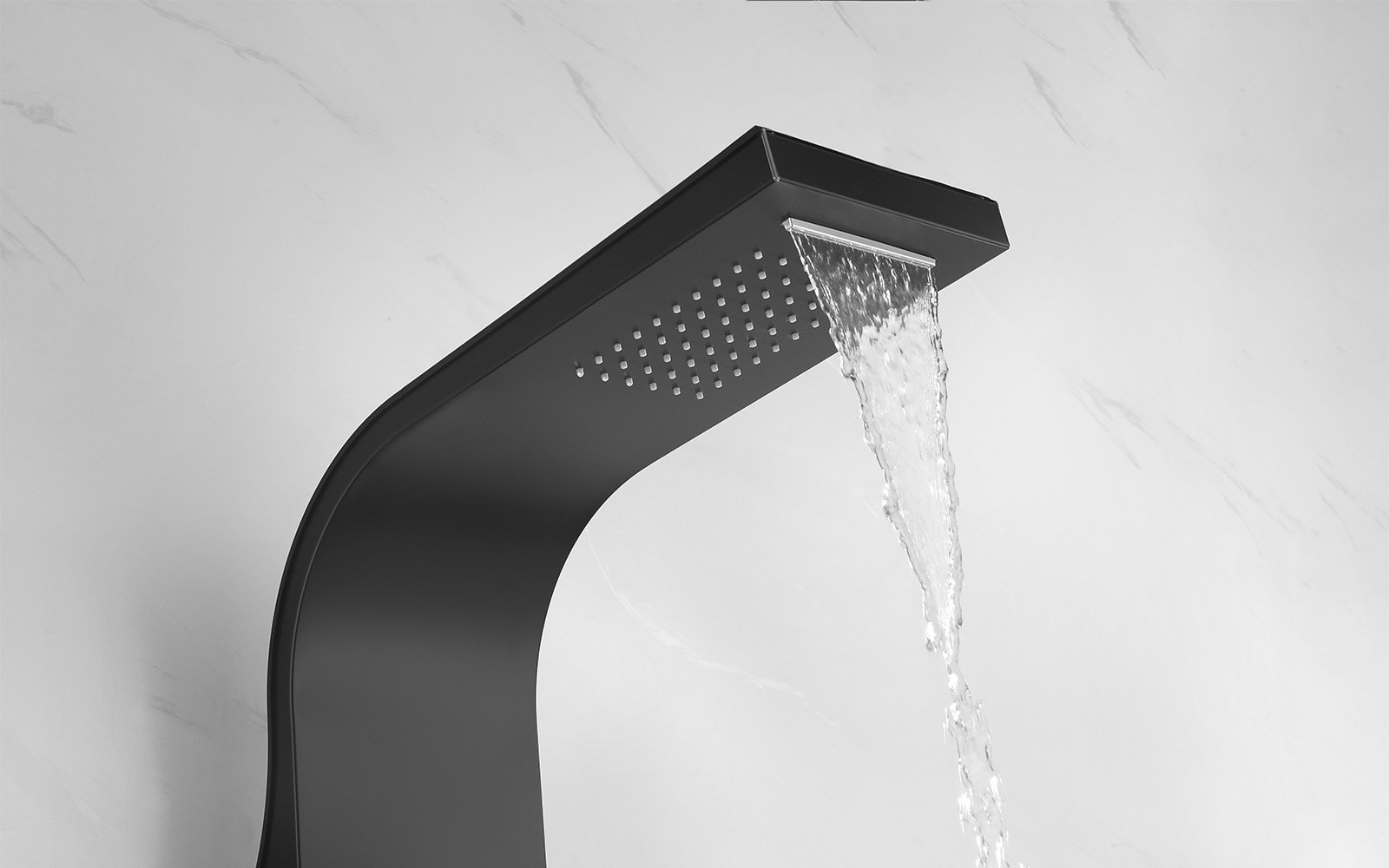 shower panel waterfall feature-matte black