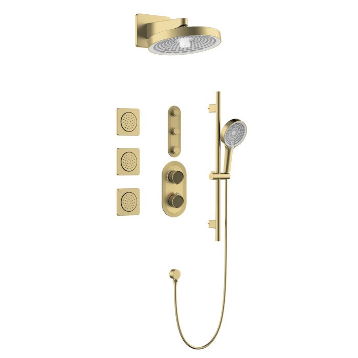 Concealed shower system with adjustable slide bar and shower jets