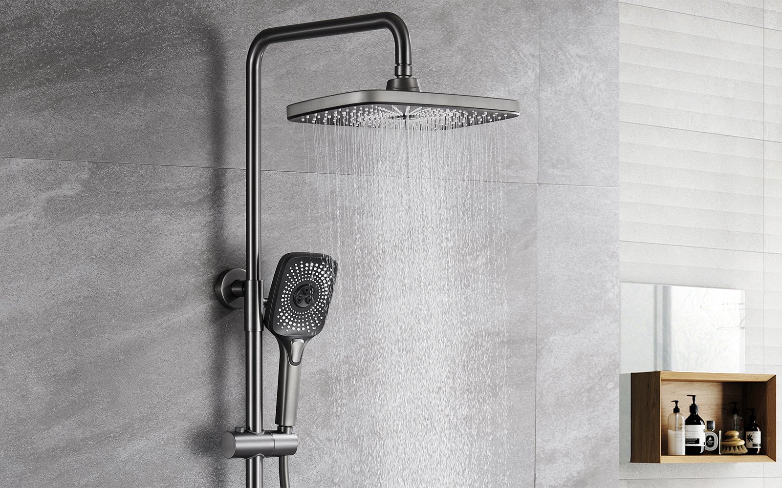 SO802A-exposed gunmetal shower system